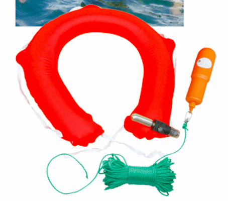Tiro durante la vida de herradura Ring With Rescue Rope del salvavidas inflable del rescate 0.6kg del agua